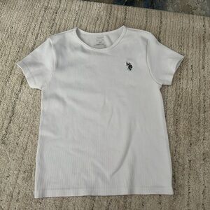 U.S. Polo Assn. Ribbed Crew Neck White T-Shirt S/M